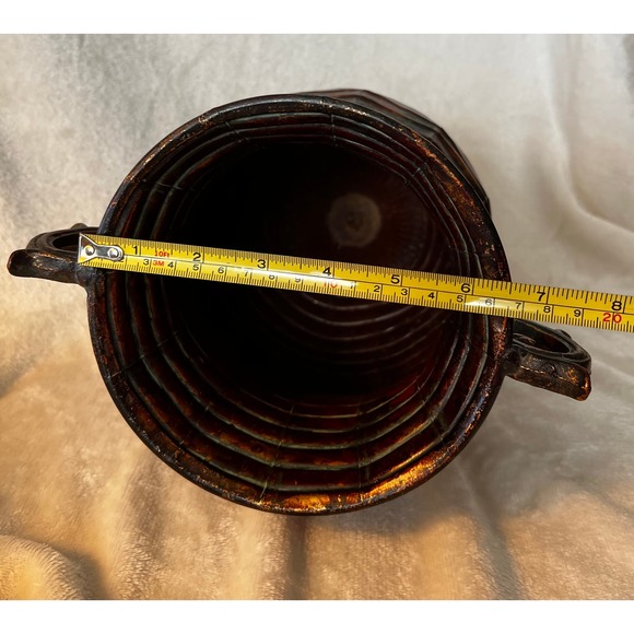 Rustic Copper Hue Tin Plant Flower Vase Urn 12.75" Tall - Picture 8 of 10